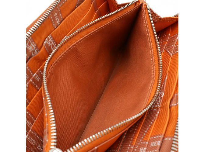 Monedero de seda Azap Long de Hermès Castaño - vista 7