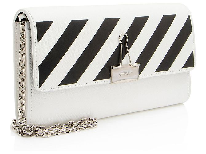 Off White Off-White Leder Diag Binder Clip Geldbörse mit Kette Schwarz - Ansicht 2