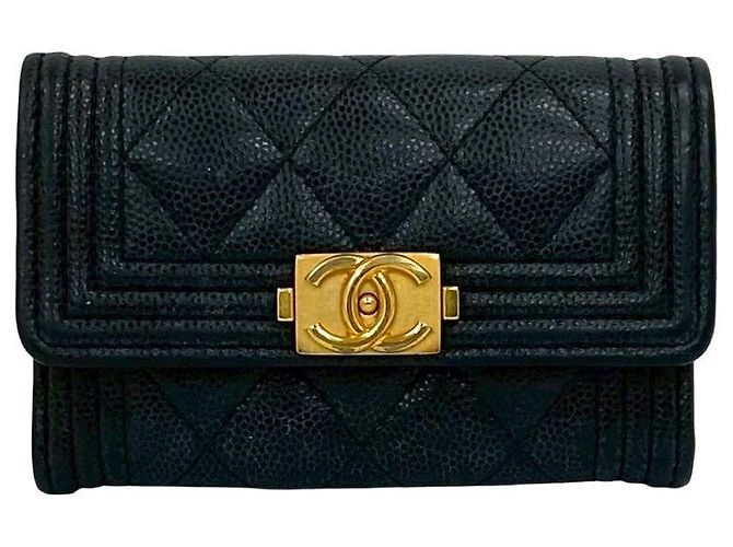 Tarjetero de caviar Chanel Boy Negro - vista 3