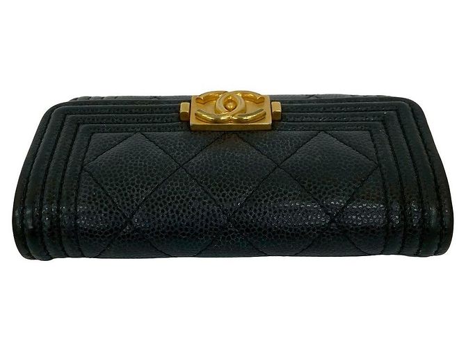 Tarjetero de caviar Chanel Boy Negro - vista 8