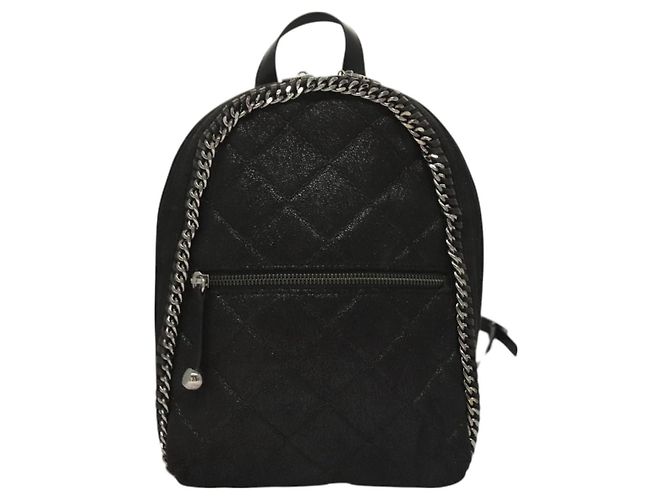 Autre Marque Zaino Falabella Chain in suede nero e argento di Stella MacCartney 364517 Auth BA3253 - vista 13