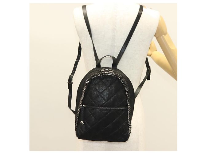 Autre Marque Zaino Falabella Chain in suede nero e argento di Stella MacCartney 364517 Auth BA3253 - vista 26