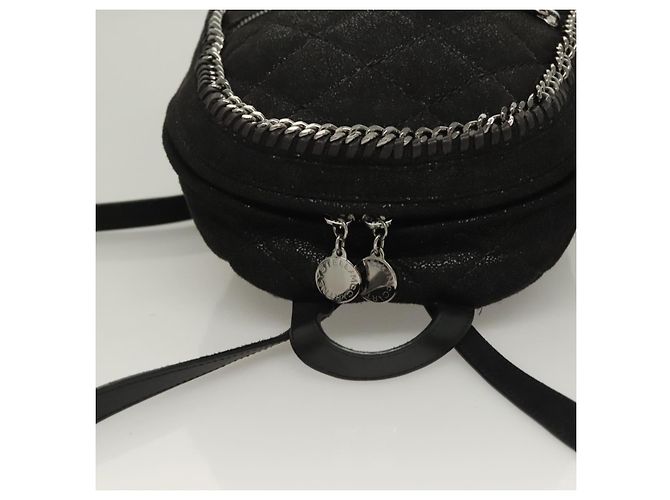 Autre Marque Zaino Falabella Chain in suede nero e argento di Stella MacCartney 364517 Auth BA3253 - vista 6