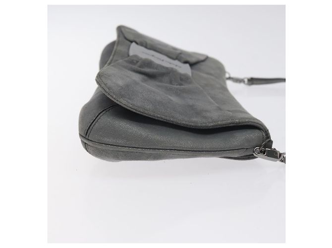 Borsa a Spalla Vala in Camoscio Grigio Argento di Salvatore Ferragamo Auth BA3518 Marrone - vista 3