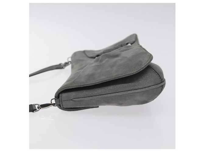 Borsa a Spalla Vala in Camoscio Grigio Argento di Salvatore Ferragamo Auth BA3518 Marrone - vista 4