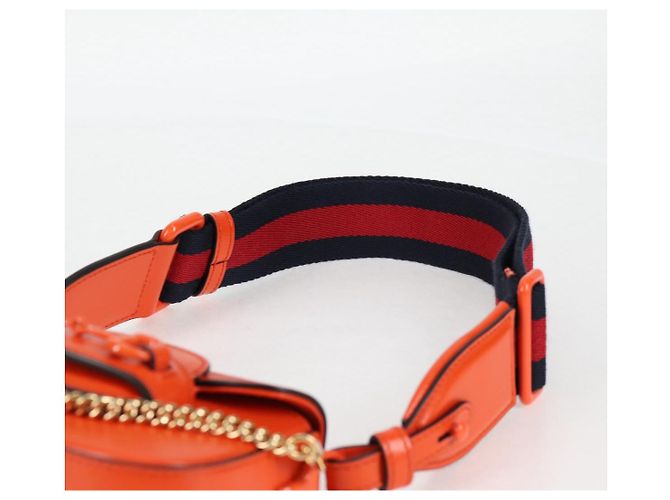 Borsa a spalla in pelle GUCCI Sherry Line arancione rosso navy 726863 Auth 127887M - vista 14
