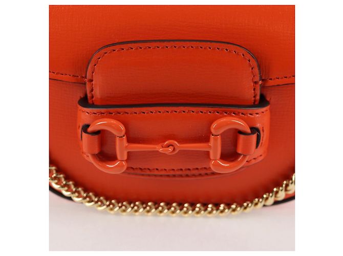 Borsa a spalla in pelle GUCCI Sherry Line arancione rosso navy 726863 Auth 127887M - vista 19