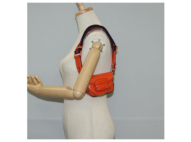 Borsa a spalla in pelle GUCCI Sherry Line arancione rosso navy 726863 Auth 127887M - vista 24