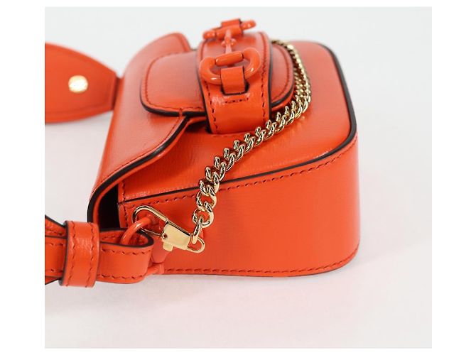 Borsa a spalla in pelle GUCCI Sherry Line arancione rosso navy 726863 Auth 127887M - vista 3