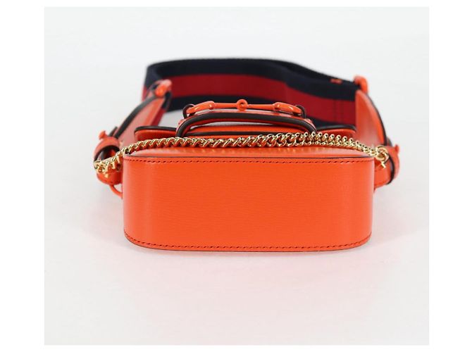 Borsa a spalla in pelle GUCCI Sherry Line arancione rosso navy 726863 Auth 127887M - vista 5