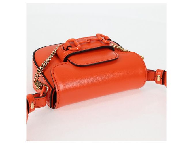 Borsa a spalla in pelle GUCCI Sherry Line arancione rosso navy 726863 Auth 127887M - vista 6