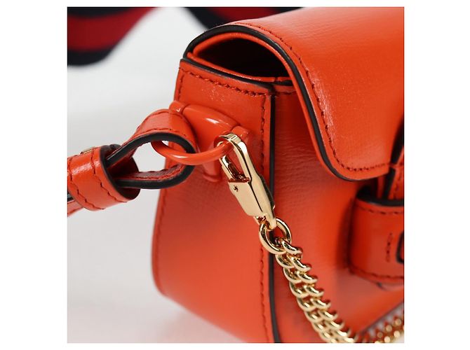 Borsa a spalla in pelle GUCCI Sherry Line arancione rosso navy 726863 Auth 127887M - vista 8