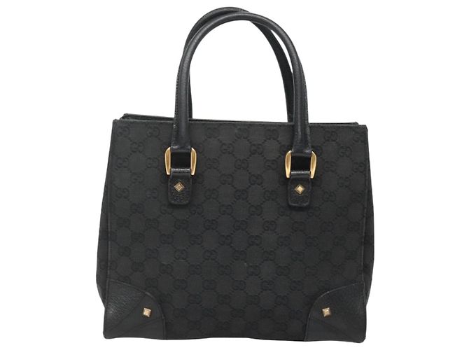 Borsa a mano in tela GG Gucci nera e oro 120895 Auth 130978 Nero D'oro - vista 13