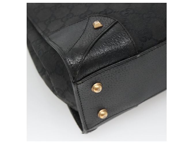Borsa a mano in tela GG Gucci nera e oro 120895 Auth 130978 Nero D'oro - vista 16