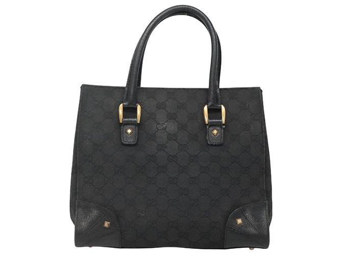 Borsa a mano in tela GG Gucci nera e oro 120895 Auth 130978 Nero D'oro - vista 2
