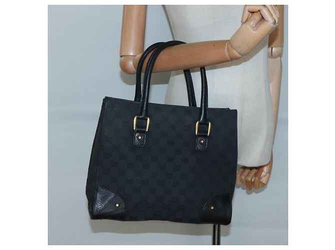 Borsa a mano in tela GG Gucci nera e oro 120895 Auth 130978 Nero D'oro - vista 20