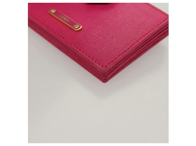FENDI Card Case Leather Pink Gold Auth SW1004 Golden - view 14