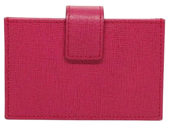 FENDI Card Case Leather Pink Gold Auth SW1004 Golden - view 2