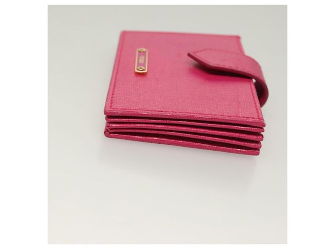 FENDI Card Case Leather Pink Gold Auth SW1004 Golden - view 3