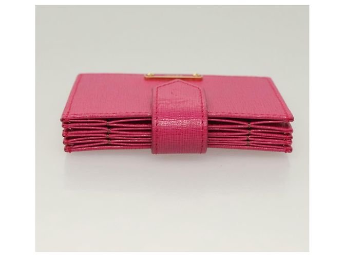 FENDI Card Case Leather Pink Gold Auth SW1004 Golden - view 5