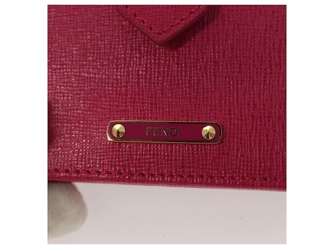 FENDI Card Case Leather Pink Gold Auth SW1004 Golden - view 8