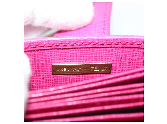 FENDI Card Case Leather Pink Gold Auth SW1004 Golden - view 9