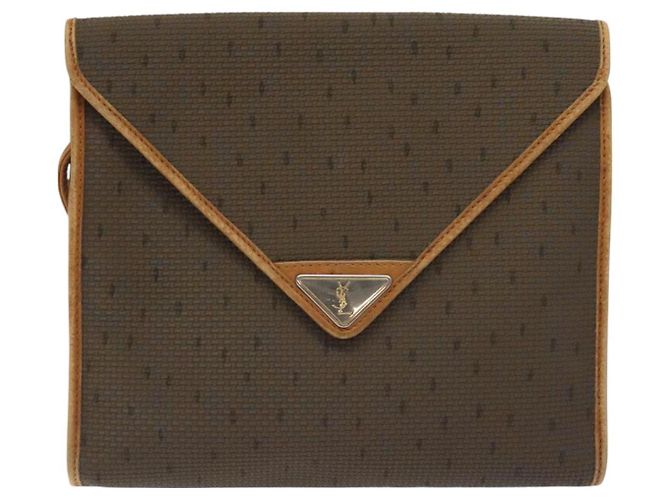 Borsa a Spalla SAINT LAURENT PVC Marrone Oro Auth am8777 D'oro - vista 13