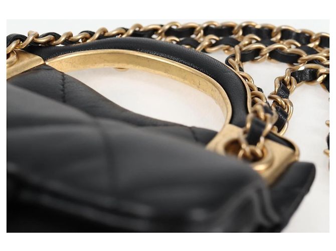 CHANEL Borsa a Spalla Chain Pouch in Pelle di Agnello Nera Oro CC Auth 128104SM Nero D'oro - vista 14