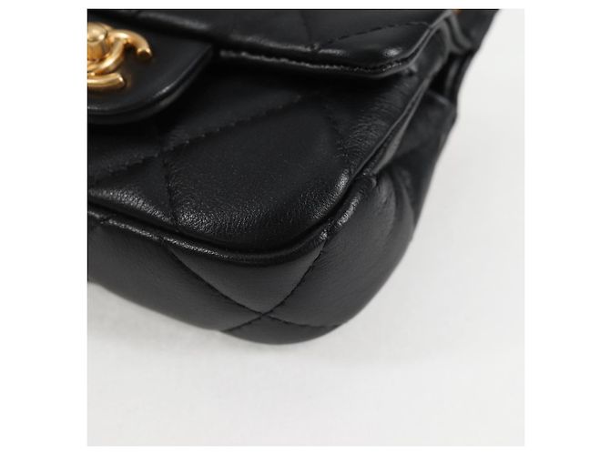 CHANEL Borsa a Spalla Chain Pouch in Pelle di Agnello Nera Oro CC Auth 128104SM Nero D'oro - vista 17