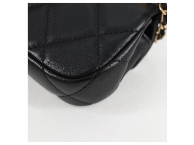 CHANEL Borsa a Spalla Chain Pouch in Pelle di Agnello Nera Oro CC Auth 128104SM Nero D'oro - vista 19