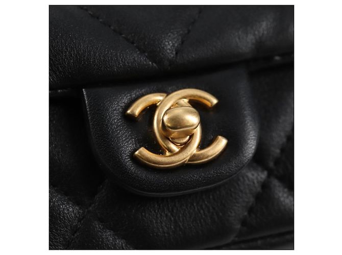 CHANEL Borsa a Spalla Chain Pouch in Pelle di Agnello Nera Oro CC Auth 128104SM Nero D'oro - vista 20