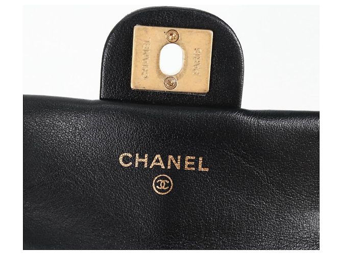 CHANEL Borsa a Spalla Chain Pouch in Pelle di Agnello Nera Oro CC Auth 128104SM Nero D'oro - vista 21