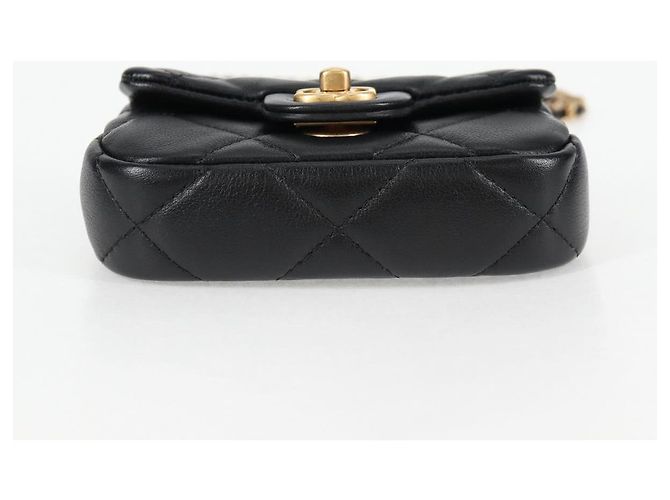 CHANEL Borsa a Spalla Chain Pouch in Pelle di Agnello Nera Oro CC Auth 128104SM Nero D'oro - vista 5