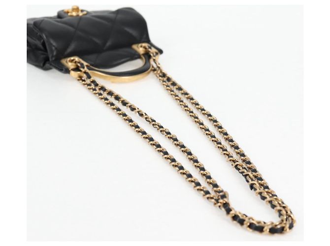 CHANEL Borsa a Spalla Chain Pouch in Pelle di Agnello Nera Oro CC Auth 128104SM Nero D'oro - vista 7