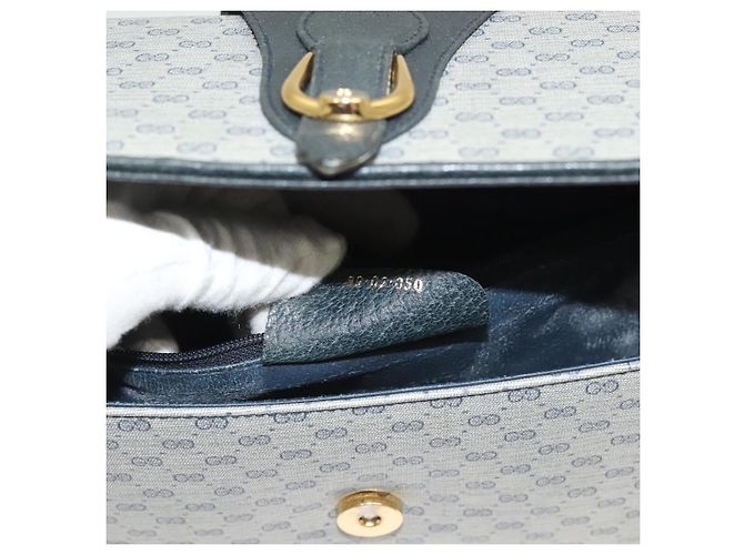 Gucci Borsa a spalla Micro GG Supreme in PVC Navy Gold 89 02 050 Auth BA3432 D'oro Blu navy - vista 12
