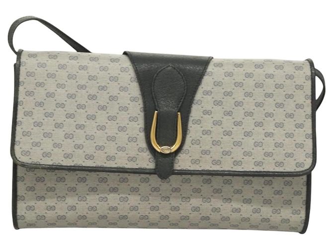 Gucci Borsa a spalla Micro GG Supreme in PVC Navy Gold 89 02 050 Auth BA3432 D'oro Blu navy - vista 13