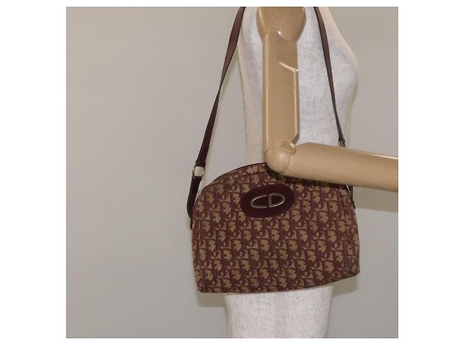 Borsa a spalla in tela Trotter Christian Dior rossa Auth 130911 - vista 20