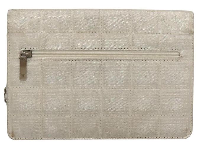 CHANEL Nuova Linea da Viaggio Portafoglio a Catena Nylon Argento CC Auth bs27339 - vista 2