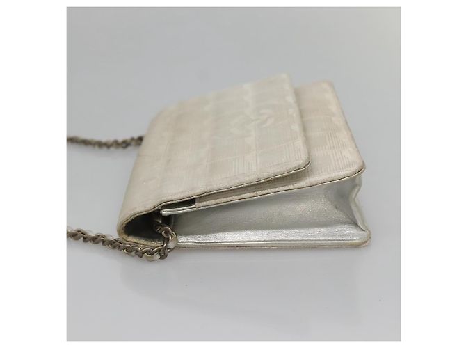 CHANEL Nuova Linea da Viaggio Portafoglio a Catena Nylon Argento CC Auth bs27339 - vista 4