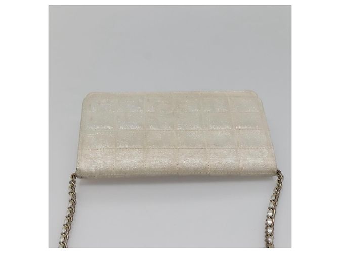 CHANEL Nuova Linea da Viaggio Portafoglio a Catena Nylon Argento CC Auth bs27339 - vista 6