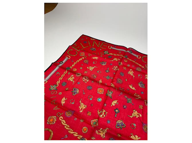Céline Sciarpa vintage Crline rossa Rosso - vista 4