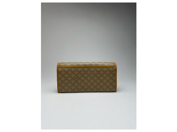 Céline Vintage Celine Triomphe Monogramm Leather wallet beige Brown - view 2