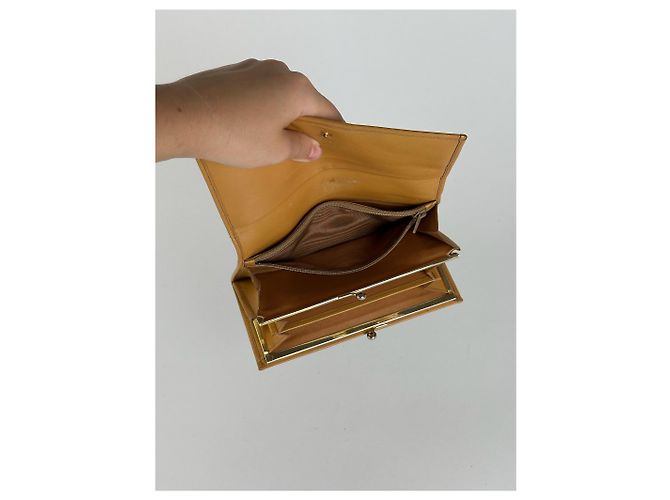 Céline Vintage Celine Triomphe Monogramm Leather wallet beige Brown - view 4