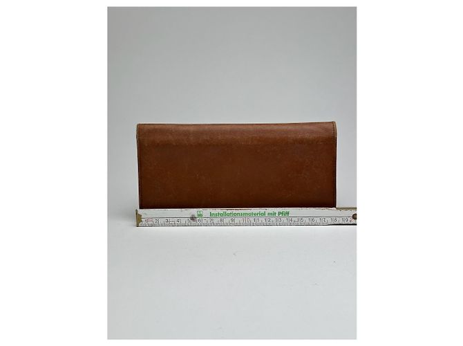 Triomphe Céline Porta tarjetas de identificación de cuero vintage Celine Paris marrón Castaño - vista 5