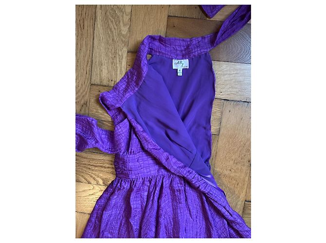 Vestido Milly de seda cuello halter morado Púrpura Morado oscuro - vista 4