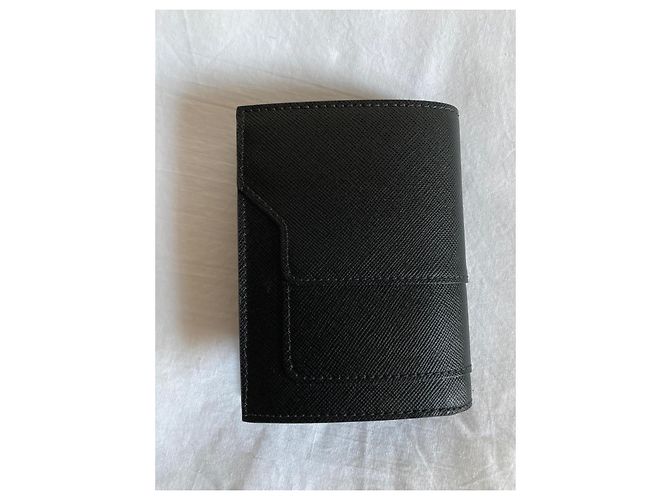 Marni Billetera bi-fold de cuero Saffiano Negro - vista 3