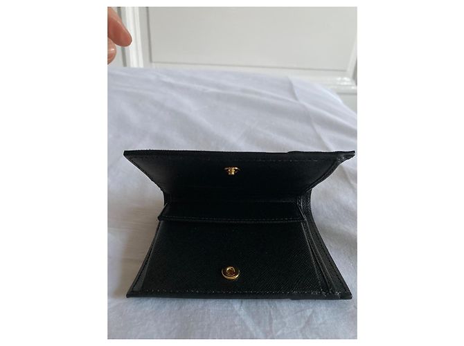 Marni Billetera bi-fold de cuero Saffiano Negro - vista 8