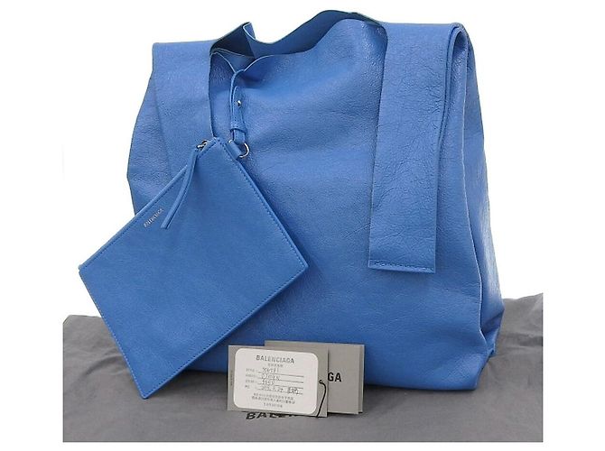Borsa Tote M in pelle Balenciaga Blu - vista 2