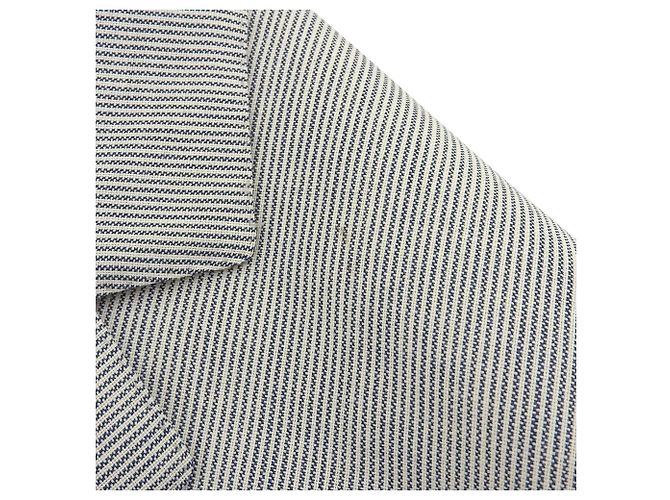 Autre Marque Conjunto de traje de lana a rayas Ermenegildo Zegna 48 Crudo Azul marino - vista 3