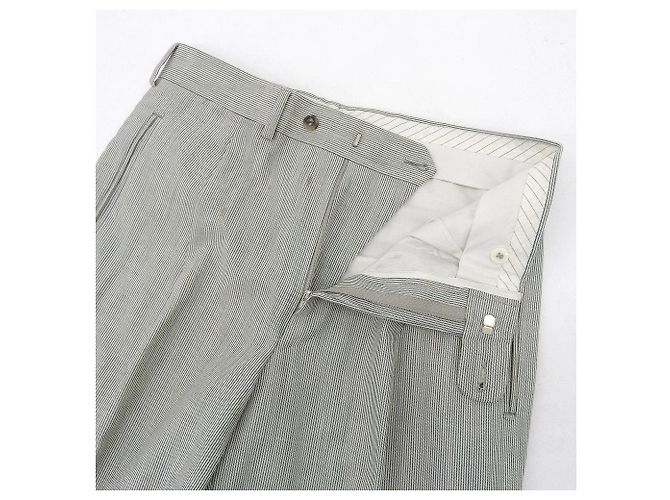 Autre Marque Conjunto de traje de lana a rayas Ermenegildo Zegna 48 Crudo Azul marino - vista 5